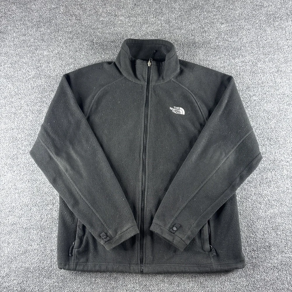 North Face Jacket Mens L? Black Fleece Sweatshirt Full Zip Polyester Hiking